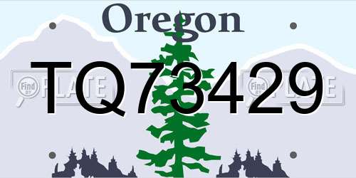TQ73429 Oregon License Plate