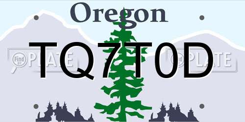 TQ7T0D Oregon License Plate