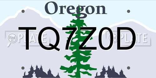 TQ7Z0D Oregon License Plate