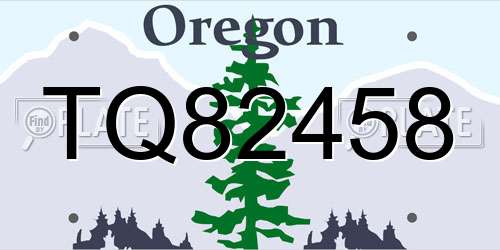 TQ82458 Oregon License Plate
