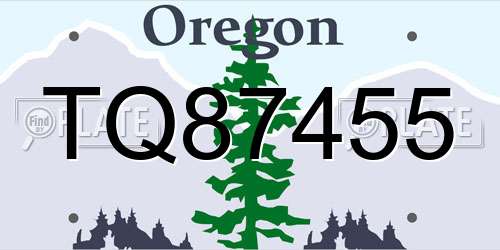 TQ87455 Oregon License Plate
