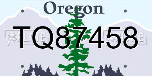 TQ87458 Oregon License Plate