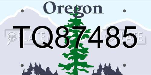 TQ87485 Oregon License Plate