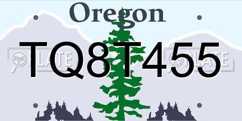 TQ8T455 Oregon License Plate