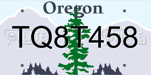 TQ8T458 Oregon License Plate