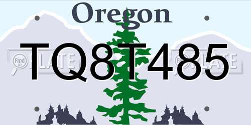 TQ8T485 Oregon License Plate