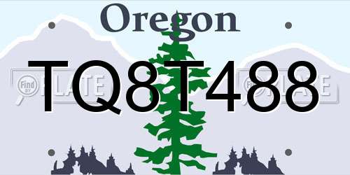 TQ8T488 Oregon License Plate