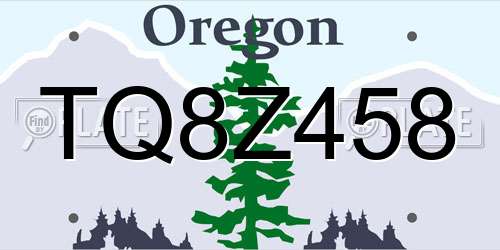 TQ8Z458 Oregon License Plate
