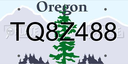 TQ8Z488 Oregon License Plate