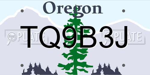 TQ9B3J Oregon License Plate