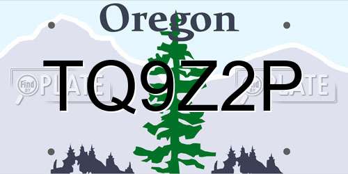 TQ9Z2P Oregon License Plate