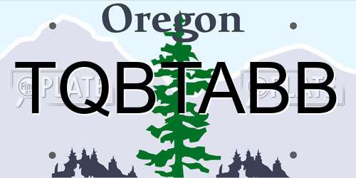 TQBTABB Oregon License Plate