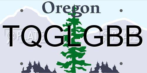 TQGLGBB Oregon License Plate