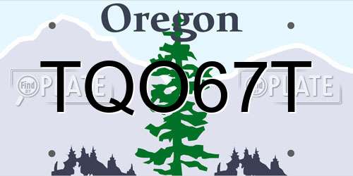 TQO67T Oregon License Plate