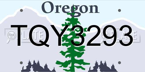 TQY3293 Oregon License Plate