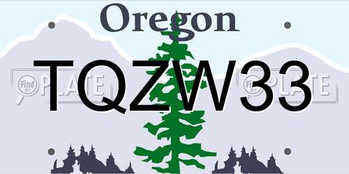TQZW33 Oregon License Plate
