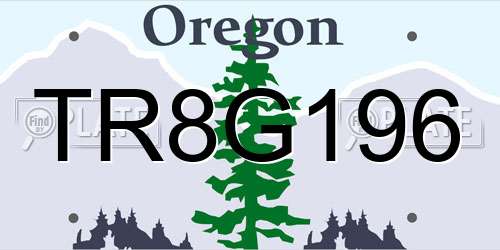 TR8G196 Oregon License Plate