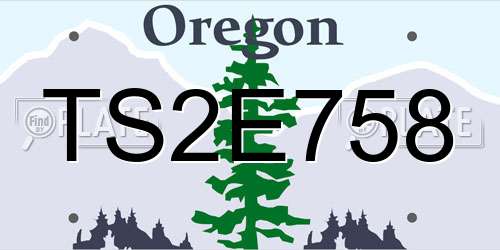 TS2E758 Oregon License Plate