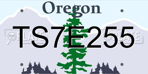 TS7E255 Oregon License Plate