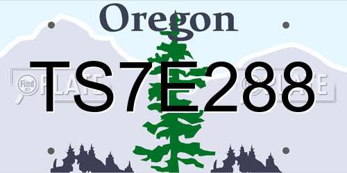 TS7E288 Oregon License Plate