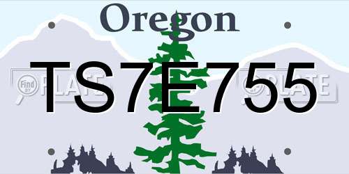 TS7E755 Oregon License Plate