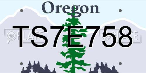 TS7E758 Oregon License Plate