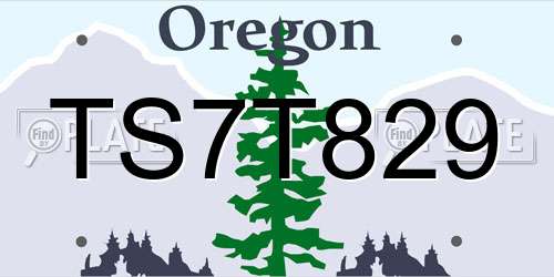 TS7T829 Oregon License Plate
