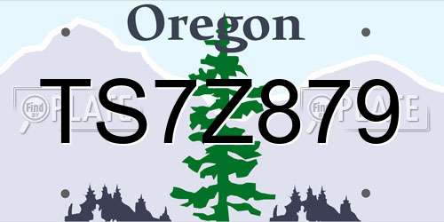 TS7Z879 Oregon License Plate