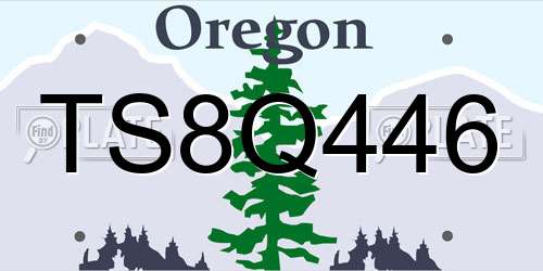 TS8Q446 Oregon License Plate