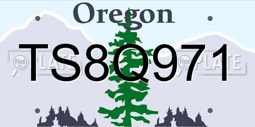 TS8Q971 Oregon License Plate