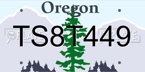 TS8T449 Oregon License Plate