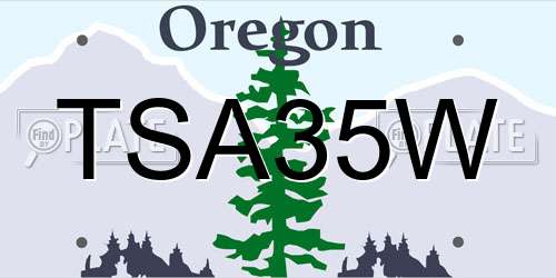 TSA35W Oregon License Plate