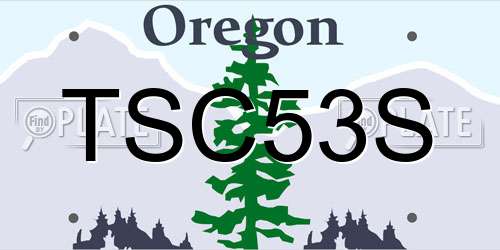 TSC53S Oregon License Plate