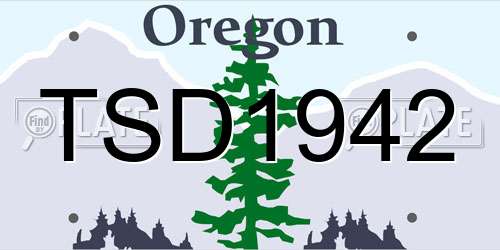 TSD1942 Oregon License Plate