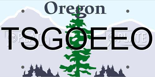 TSGOEEO Oregon License Plate
