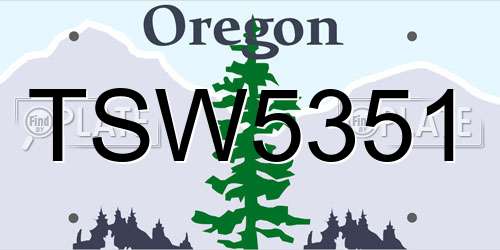 TSW5351 Oregon License Plate