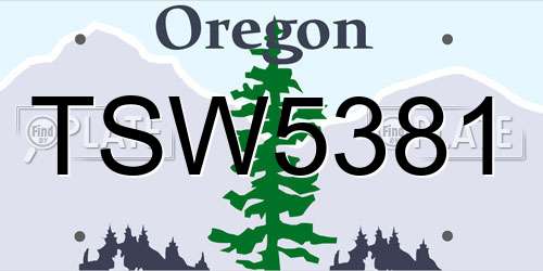 TSW5381 Oregon License Plate