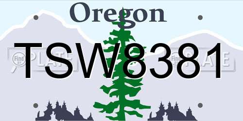 TSW8381 Oregon License Plate