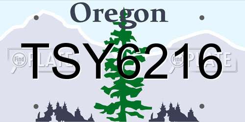 TSY6216 Oregon License Plate