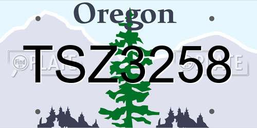TSZ3258 Oregon License Plate