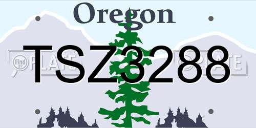 TSZ3288 Oregon License Plate