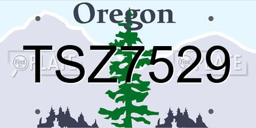 TSZ7529 Oregon License Plate