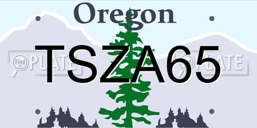 TSZA65 Oregon License Plate
