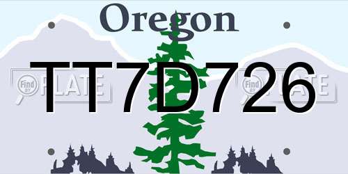TT7D726 Oregon License Plate