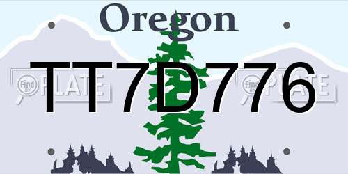 TT7D776 Oregon License Plate
