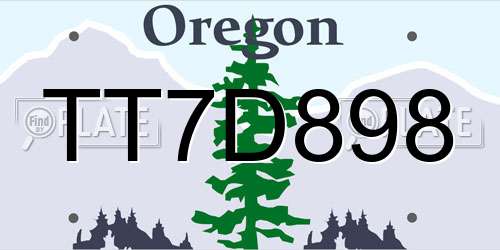 TT7D898 Oregon License Plate