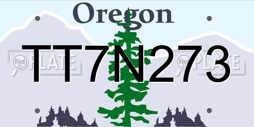 TT7N273 Oregon License Plate