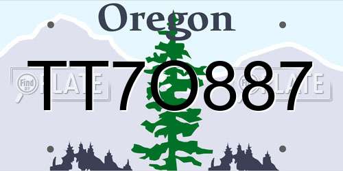 TT7O887 Oregon License Plate