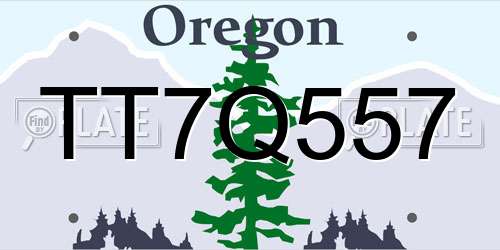 TT7Q557 Oregon License Plate