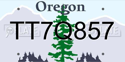 TT7Q857 Oregon License Plate